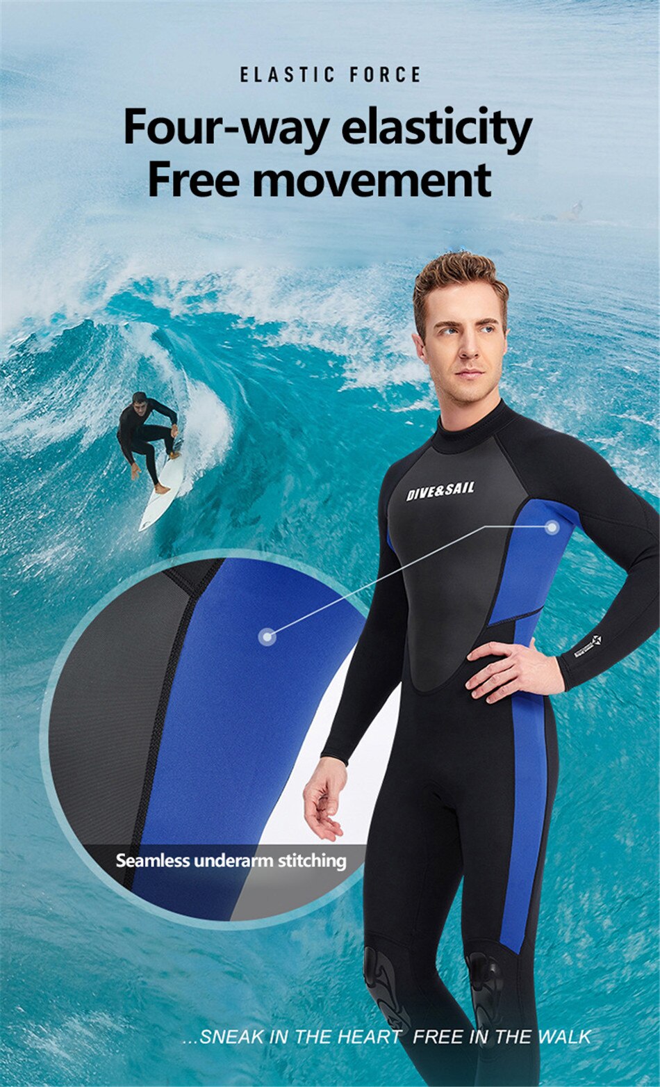3MM Neoprene Thickened Warmth And Sunscreen Wetsuit One-Piece Long-Sleeved Wetsuit Water Surfing Snorkeling Swimming Swimsuit