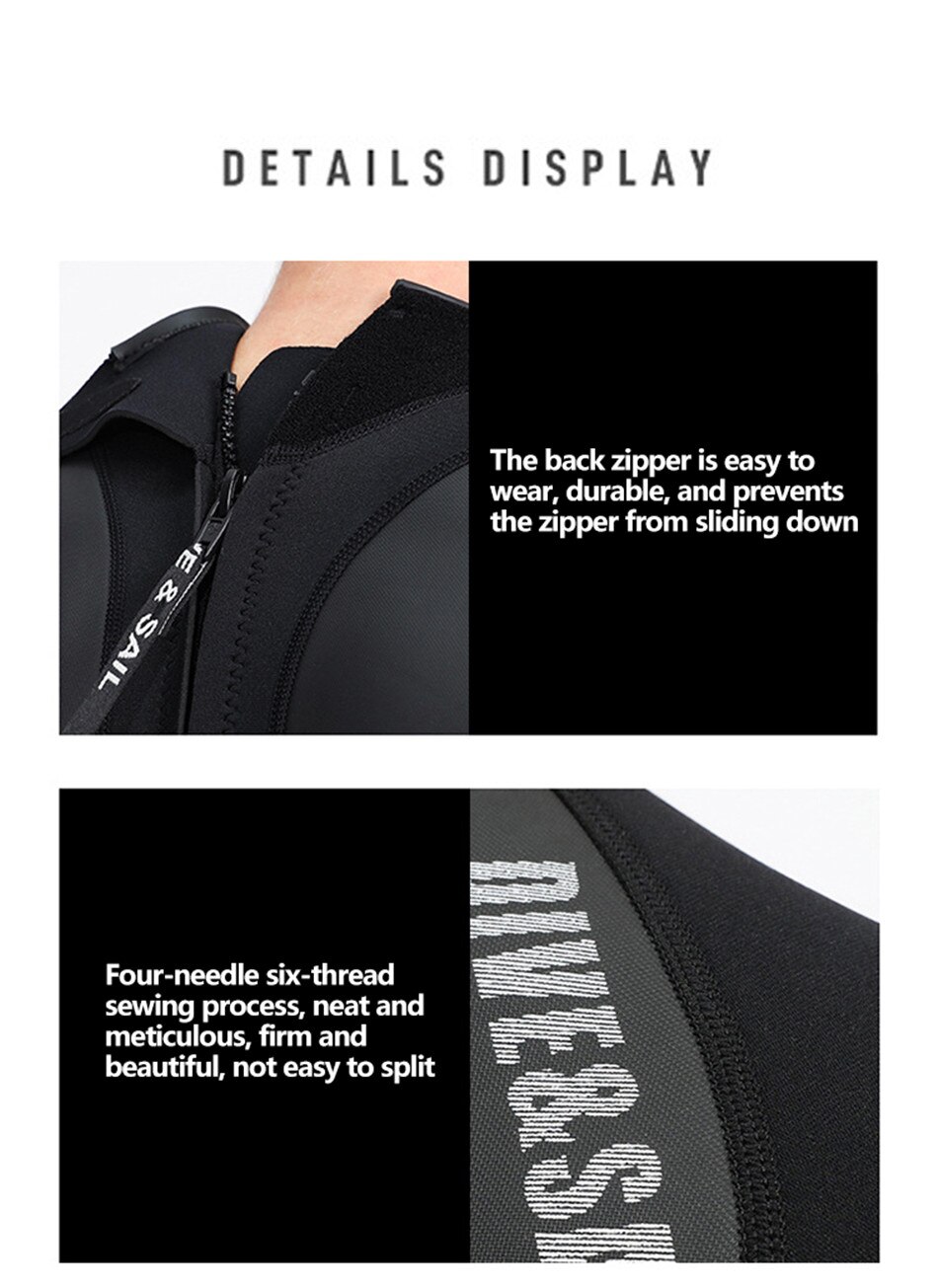 3MM Neoprene Thickened Warmth And Sunscreen Wetsuit One-Piece Long-Sleeved Wetsuit Water Surfing Snorkeling Swimming Swimsuit