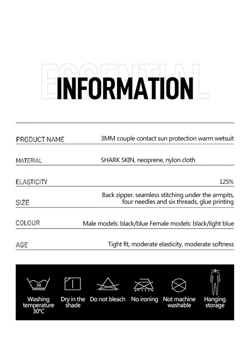 3MM Neoprene Thickened Warmth And Sunscreen Wetsuit One-Piece Long-Sleeved Wetsuit Water Surfing Snorkeling Swimming Swimsuit