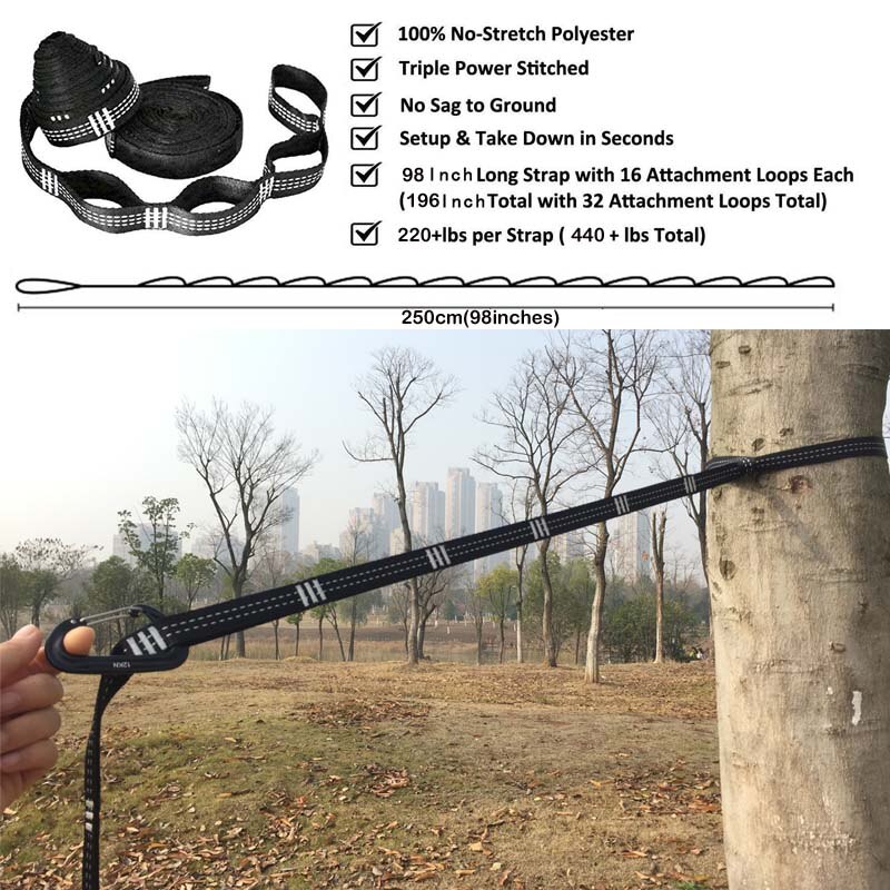 Camping Parachute Hammock with Hammock straps and Aluminum carabiner Camping Survival travel Double Person outdoor furniture