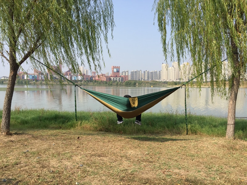 Camping Parachute Hammock with Hammock straps and Aluminum carabiner Camping Survival travel Double Person outdoor furniture