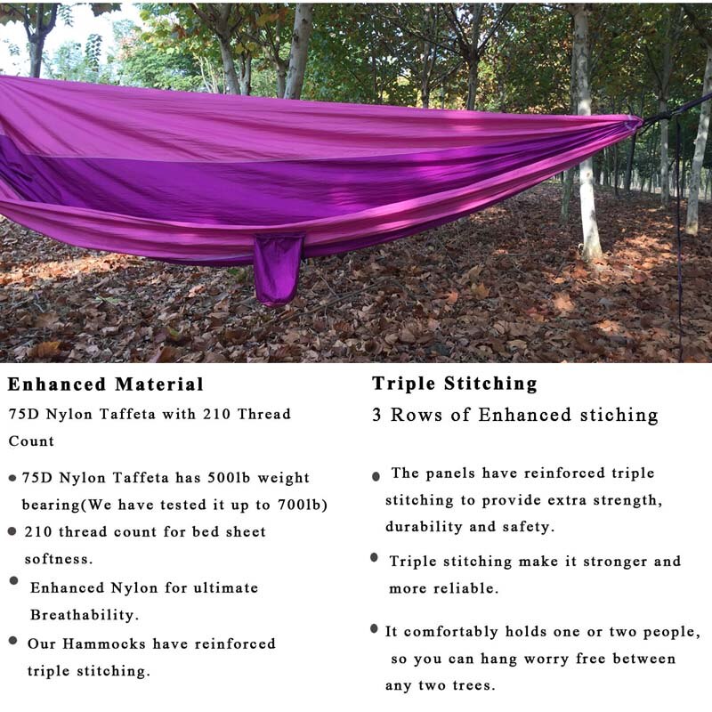 Camping Parachute Hammock with Hammock straps and Aluminum carabiner Camping Survival travel Double Person outdoor furniture