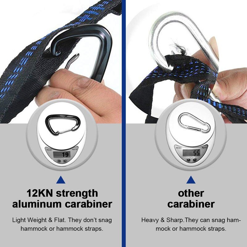 Camping Parachute Hammock with Hammock straps and Aluminum carabiner Camping Survival travel Double Person outdoor furniture