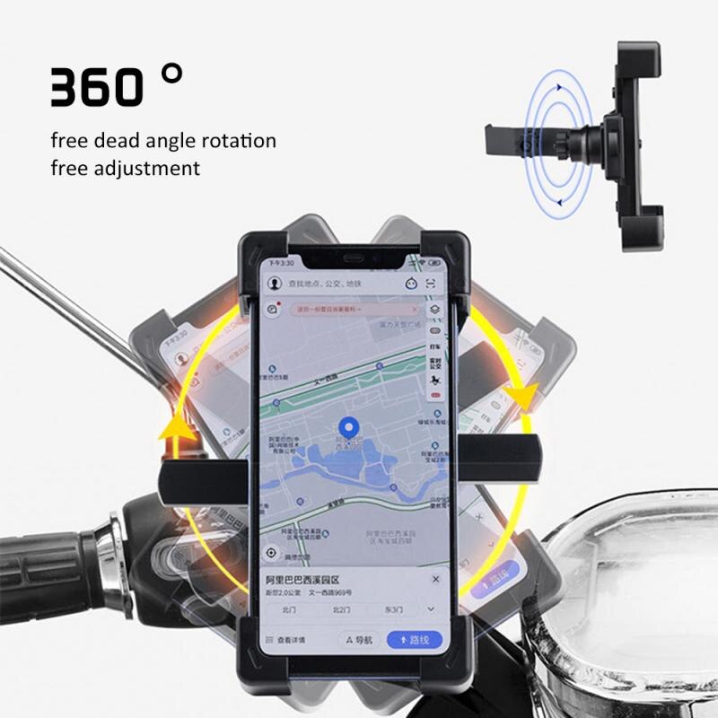Bike Phone Holder Stand Anti Shake 360&deg; Rotation Adjustable Smartphone Mount Bracket Motorcycle Bicycle Cell Mobile Phone Mount