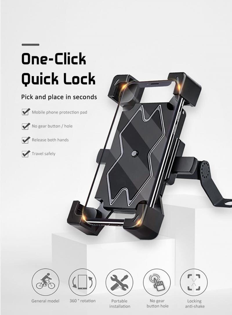 Bike Phone Holder Stand Anti Shake 360&deg; Rotation Adjustable Smartphone Mount Bracket Motorcycle Bicycle Cell Mobile Phone Mount