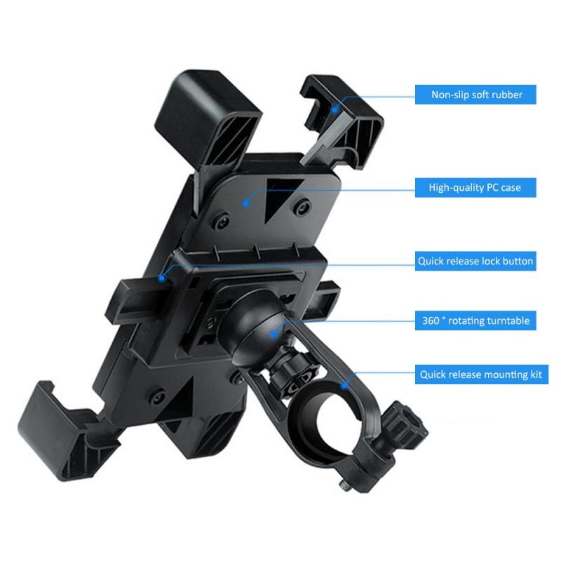 Bike Phone Holder Stand Anti Shake 360&deg; Rotation Adjustable Smartphone Mount Bracket Motorcycle Bicycle Cell Mobile Phone Mount