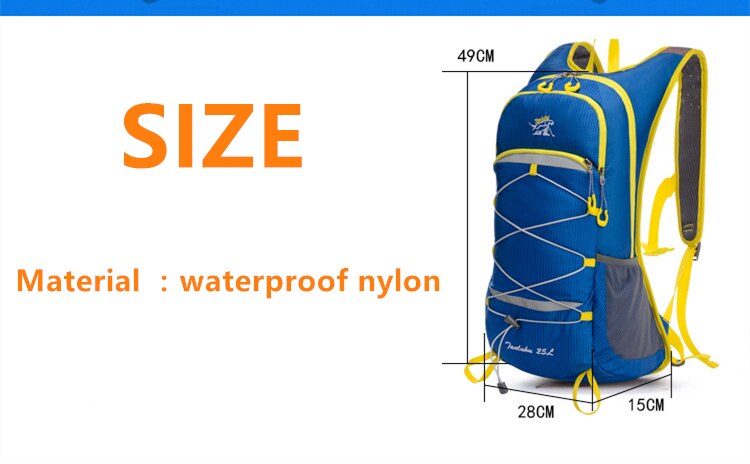 Unisex 25L Outdoor Climbing Hiking Backpack Nylon Waterproof Breathable Vest Marathon Running Cycling Backpack Riding Travel Bag