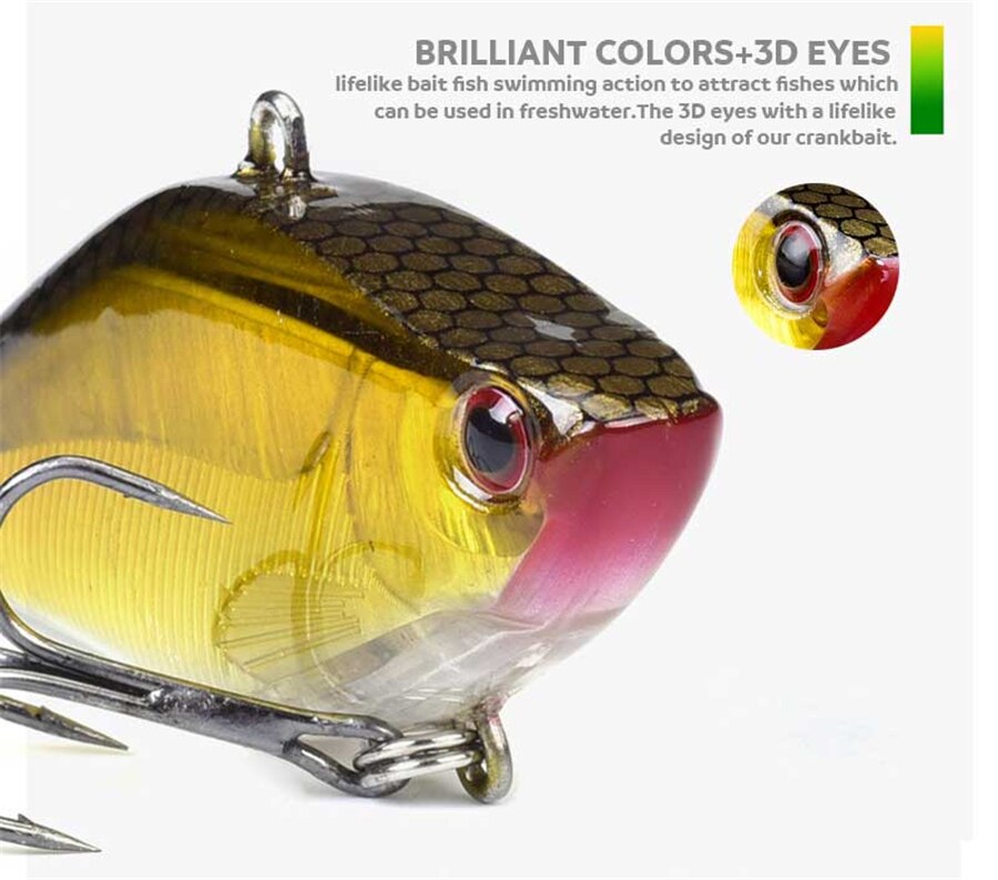 4PCS VIB Fishing Lures 6.5cm 9.8g Sinking Artificial Hard Bait Crankbait Vibration Wobblers Plastic VIB Hard Lure Fishing Tools
