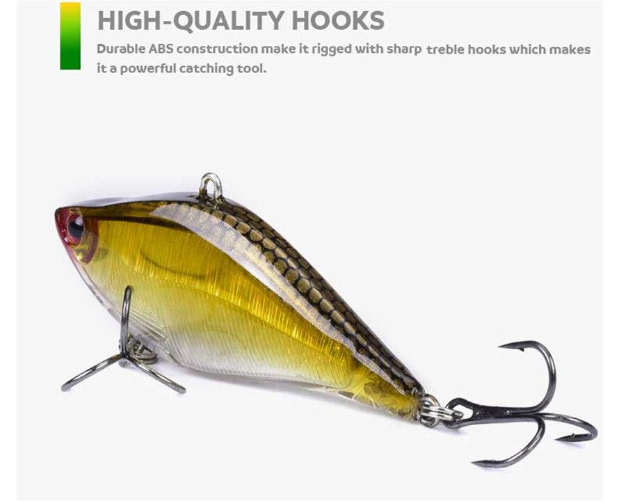 4PCS VIB Fishing Lures 6.5cm 9.8g Sinking Artificial Hard Bait Crankbait Vibration Wobblers Plastic VIB Hard Lure Fishing Tools
