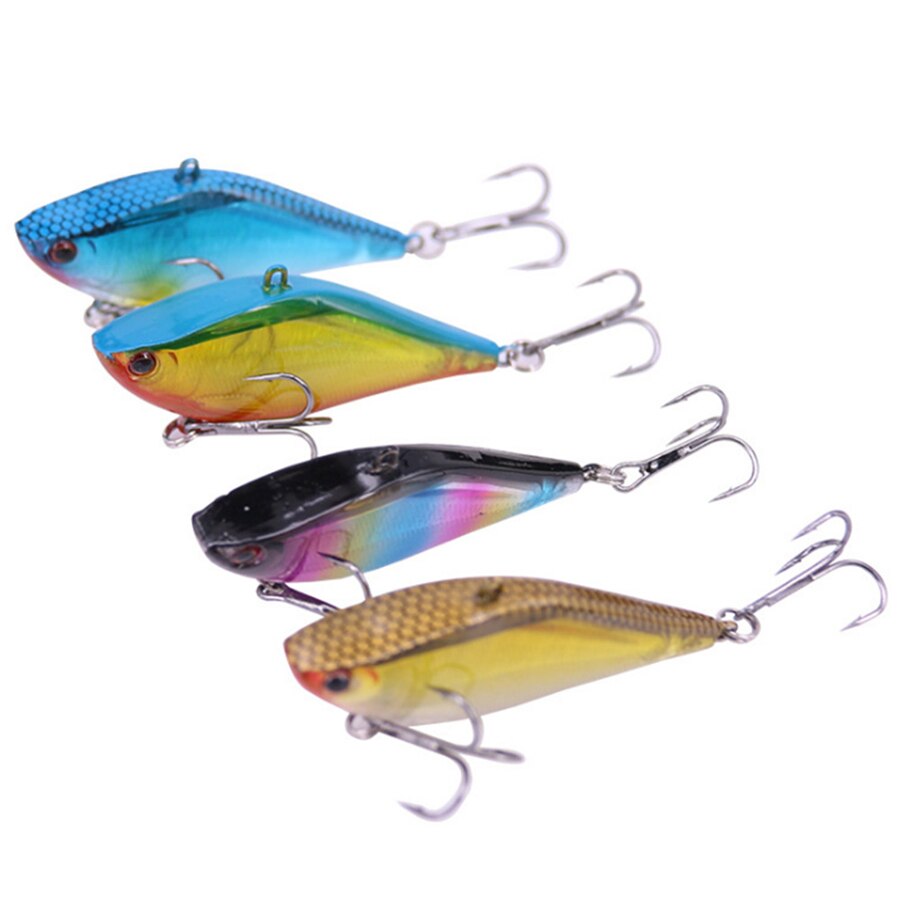 4PCS VIB Fishing Lures 6.5cm 9.8g Sinking Artificial Hard Bait Crankbait Vibration Wobblers Plastic VIB Hard Lure Fishing Tools