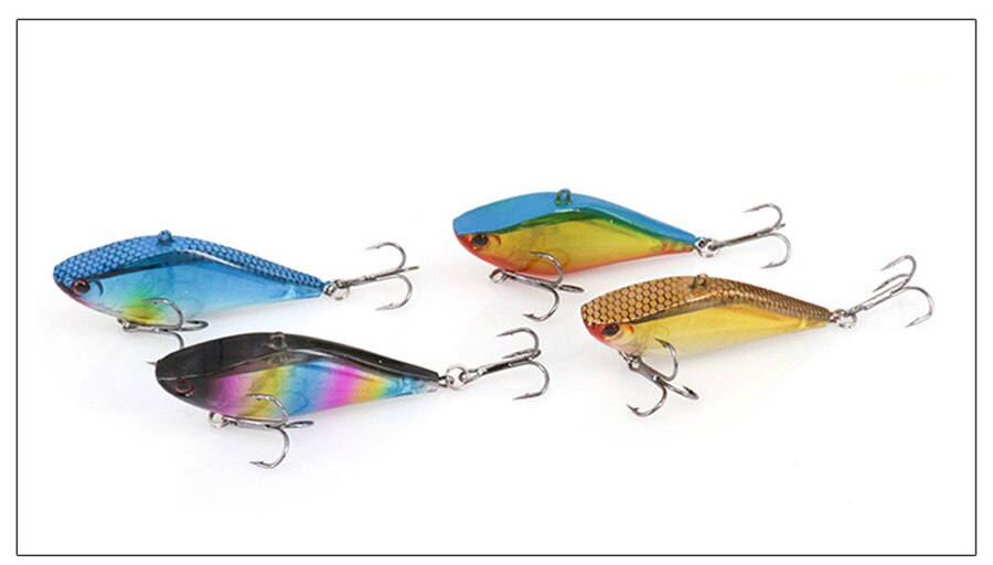 4PCS VIB Fishing Lures 6.5cm 9.8g Sinking Artificial Hard Bait Crankbait Vibration Wobblers Plastic VIB Hard Lure Fishing Tools