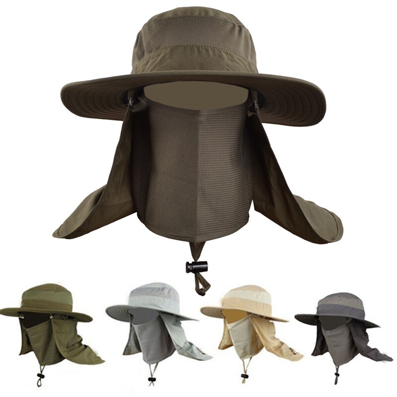 Outdoor Sunscreen Fishing Cap Suns Anti UV Protection Face Caps Waterproof Big Bucket Hats with Wide Brim Summer Fisherman Cap
