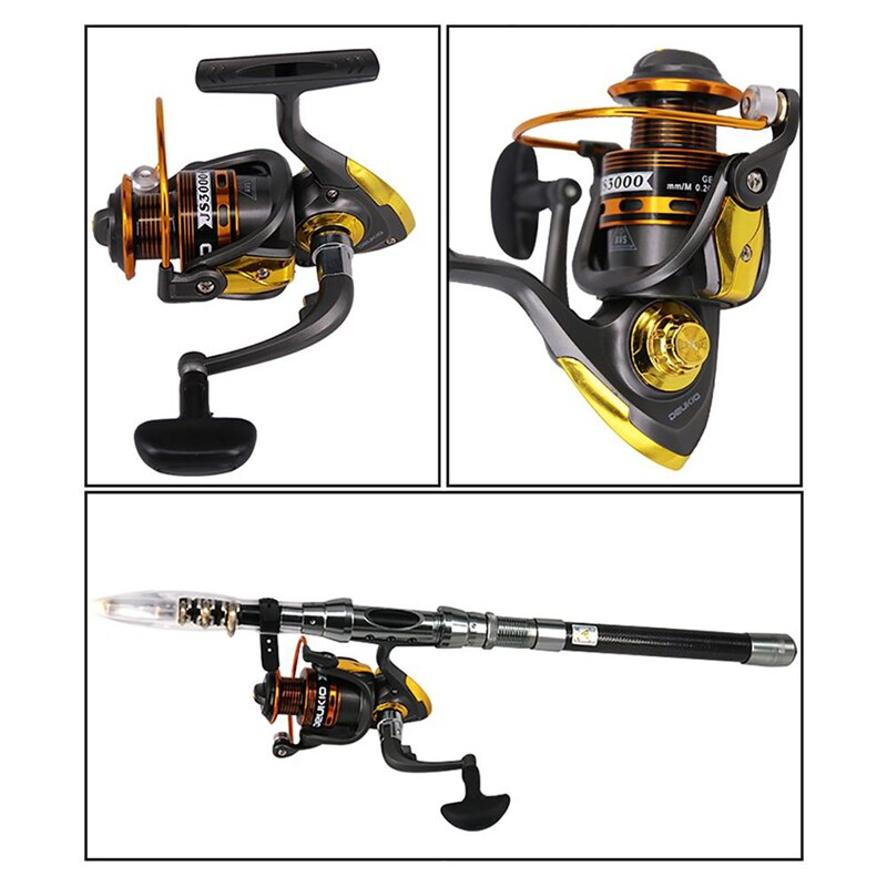 Fishing Rod Combo 2.1m High Strength Carbon Fishing Rod+Spinning Reel Wheel Waterproof Fishing Bag Fishing Lures Boat Rod Kit