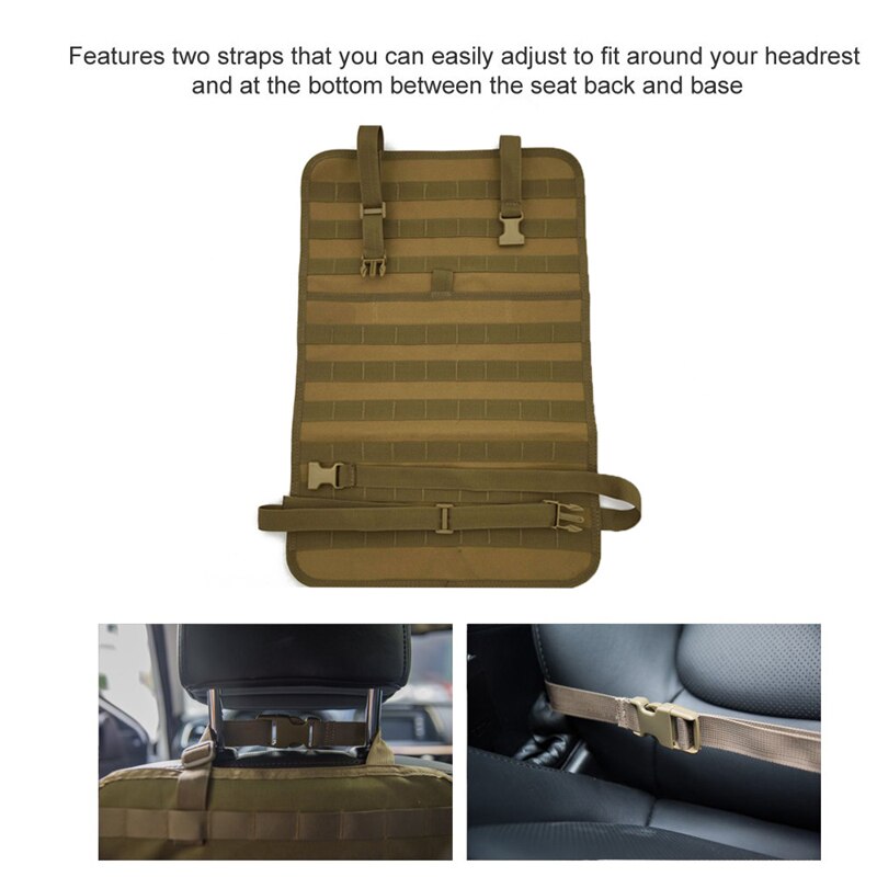 Tactical Molle System Car Seat Back Organizer Pocket Storage Vehicle Panel Camping Travel Car Seat Cover Protector Universal Fit