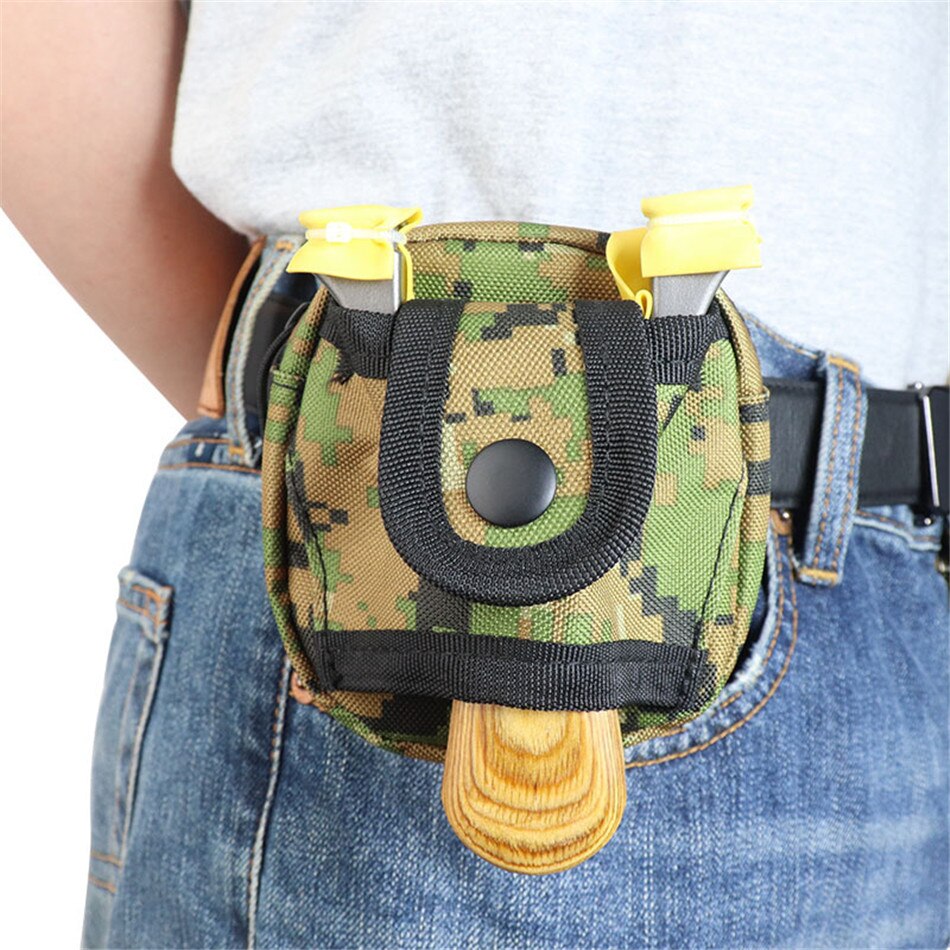 Outdoor Steel Ball Slingshot Package Multifunctional Waist Pack Molle Camo Accessories Bag Integrated Slingshot Bag For Hunting