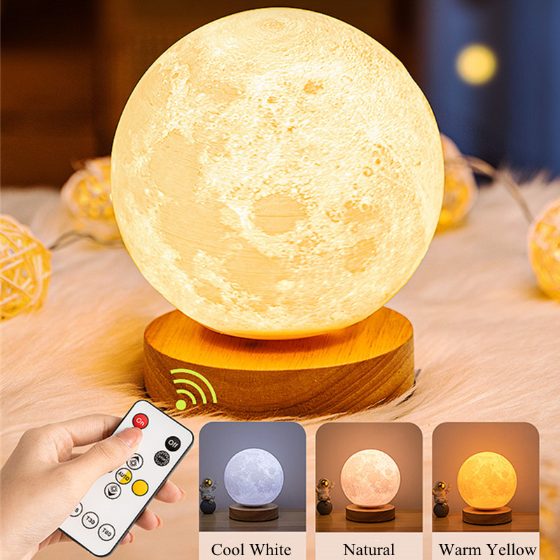 16 Colors Creative 3D Led Moon Night Lamp 360&deg; Rotating Lunar Night Light for Home Office Room Touch Control Desktop Moon Lamp