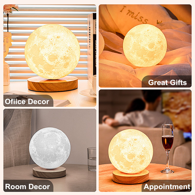 16 Colors Creative 3D Led Moon Night Lamp 360&deg; Rotating Lunar Night Light for Home Office Room Touch Control Desktop Moon Lamp