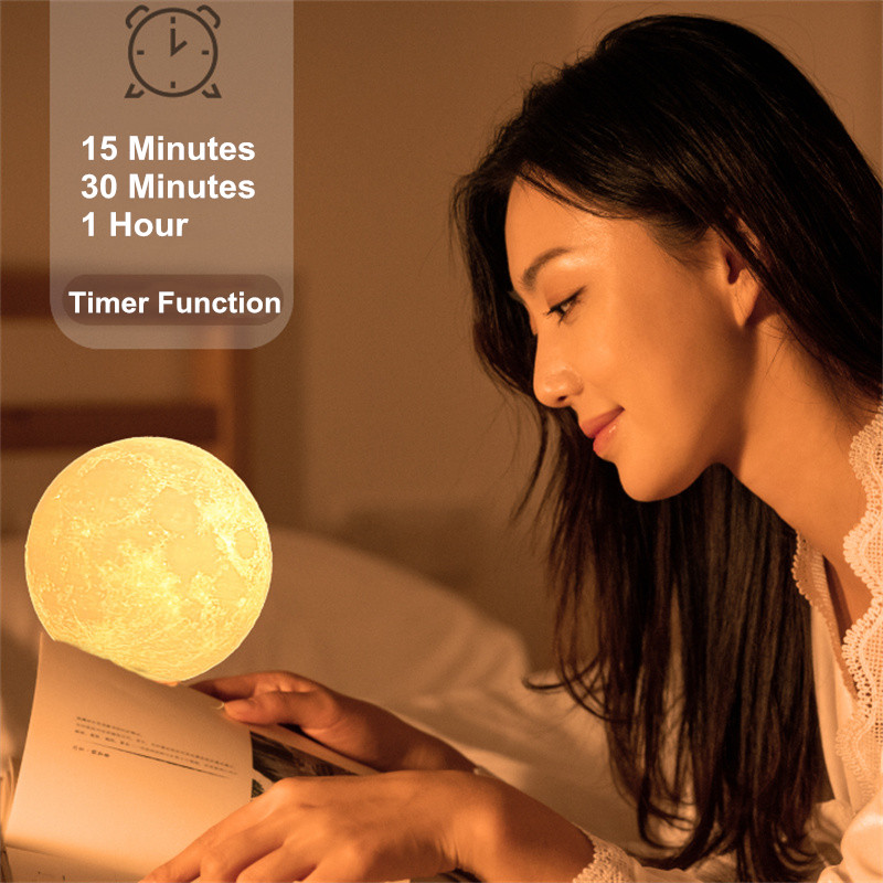16 Colors Creative 3D Led Moon Night Lamp 360&deg; Rotating Lunar Night Light for Home Office Room Touch Control Desktop Moon Lamp
