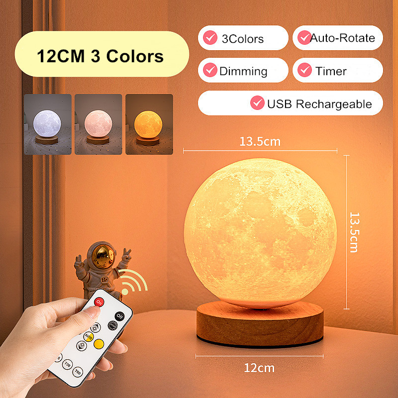 16 Colors Creative 3D Led Moon Night Lamp 360&deg; Rotating Lunar Night Light for Home Office Room Touch Control Desktop Moon Lamp