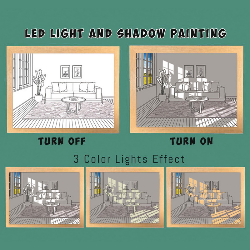 DIY LED Light Painting USB Dimming Bedside Drawing Night Lights Creative Table Lamp Simulate Wooden Photos Decorative Lamps