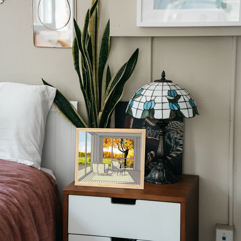 DIY LED Light Painting USB Dimming Bedside Drawing Night Lights Creative Table Lamp Simulate Wooden Photos Decorative Lamps