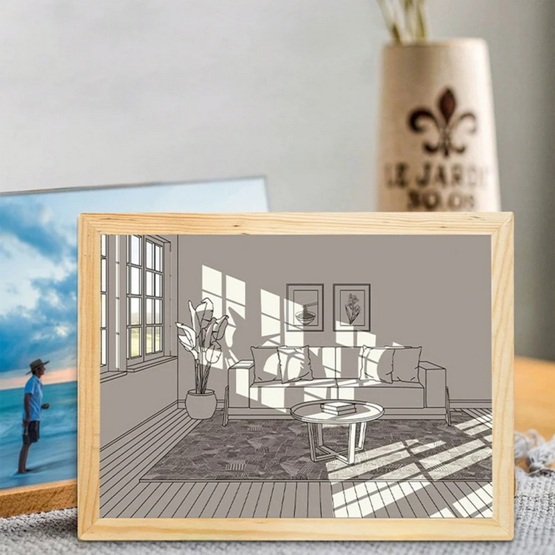 DIY LED Light Painting USB Dimming Bedside Drawing Night Lights Creative Table Lamp Simulate Wooden Photos Decorative Lamps