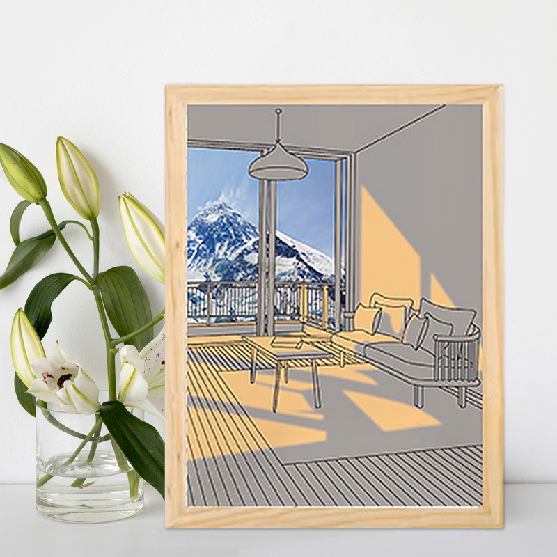 DIY LED Light Painting USB Dimming Bedside Drawing Night Lights Creative Table Lamp Simulate Wooden Photos Decorative Lamps