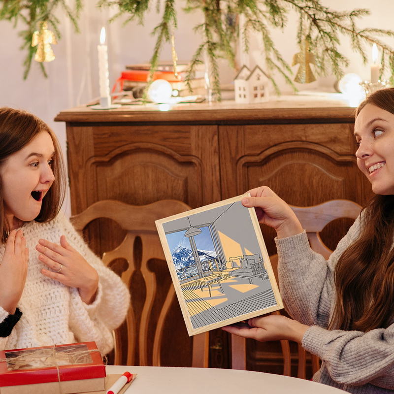 DIY LED Light Painting USB Dimming Bedside Drawing Night Lights Creative Table Lamp Simulate Wooden Photos Decorative Lamps