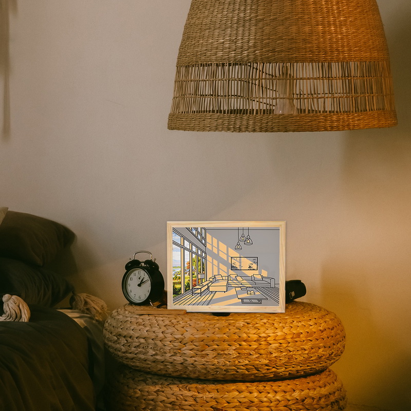 DIY LED Light Painting USB Dimming Bedside Drawing Night Lights Creative Table Lamp Simulate Wooden Photos Decorative Lamps