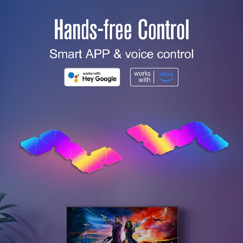 Smart WIFI LED Triangle Ambient Night Light RGB Wall Light TUYA APP Dimmable Voice Control Game Room TV Backdrop Bedroom Decor