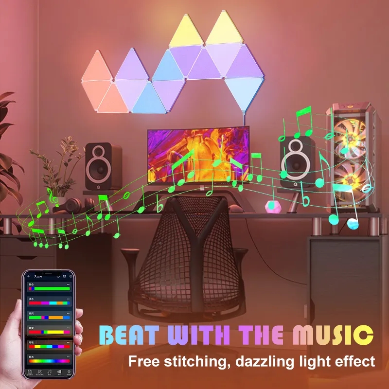 9mm LED Triangle Wall Light USB Night Light RGB Ambient Light Remote Control Indoor Game Room Bedroom Bedside Decorative Light