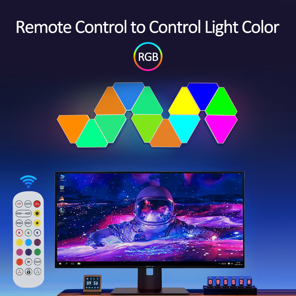 9mm LED Triangle Wall Light USB Night Light RGB Ambient Light Remote Control Indoor Game Room Bedroom Bedside Decorative Light
