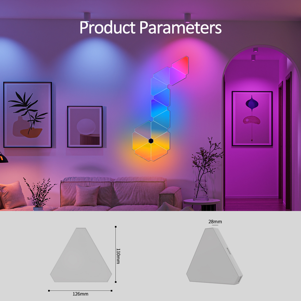 9mm LED Triangle Wall Light USB Night Light RGB Ambient Light Remote Control Indoor Game Room Bedroom Bedside Decorative Light