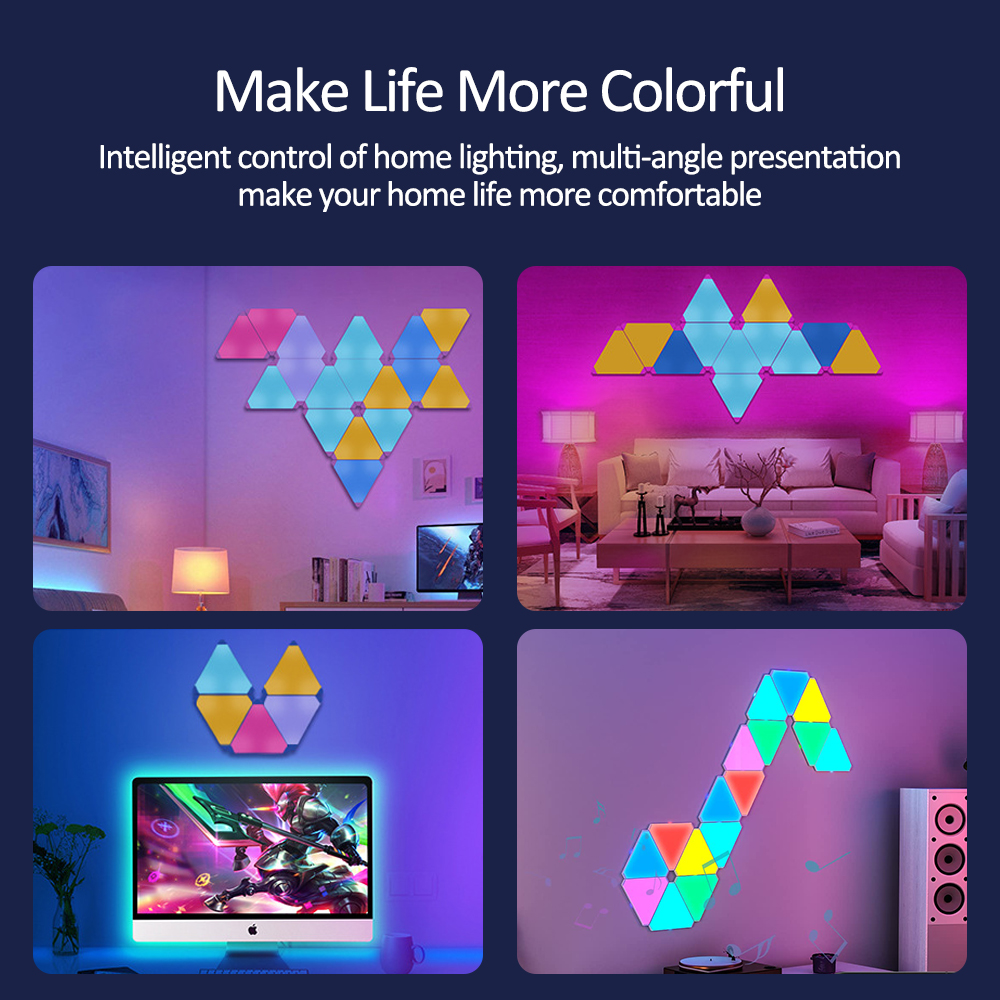 9mm LED Triangle Wall Light USB Night Light RGB Ambient Light Remote Control Indoor Game Room Bedroom Bedside Decorative Light