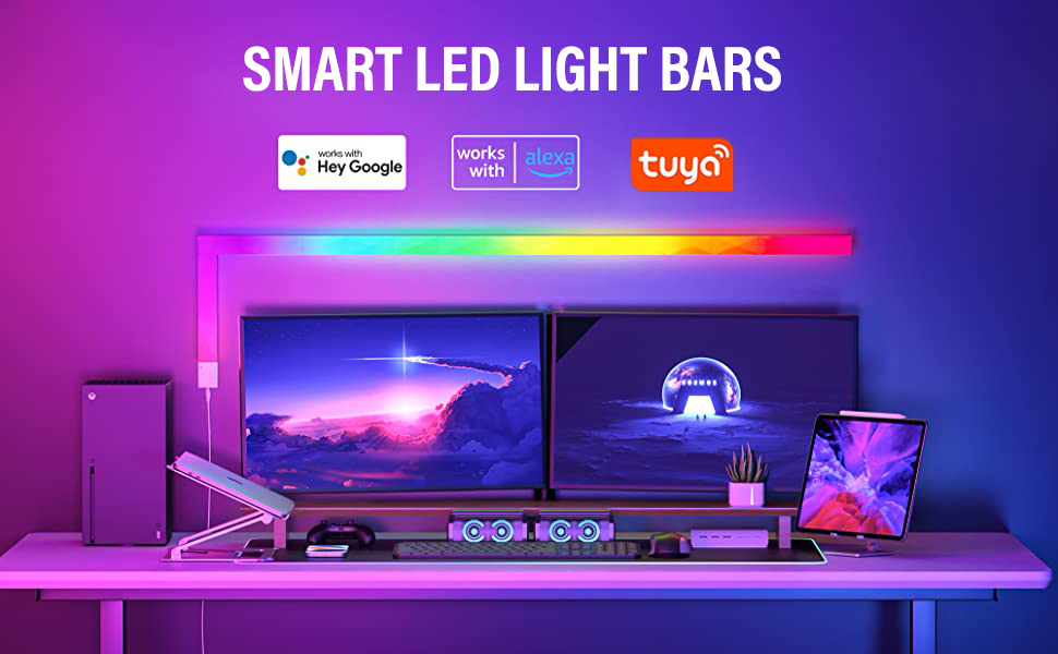 RGBIC LED Smart Wall Light Ambient Night Light WIFI APP Music Synchronization DIY Light Bar for TV Bedroom Game Room Decoration