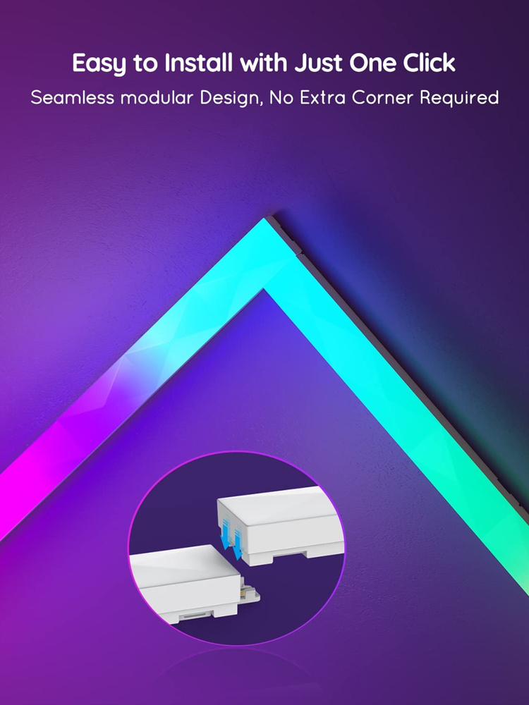 RGBIC LED Smart Wall Light Ambient Night Light WIFI APP Music Synchronization DIY Light Bar for TV Bedroom Game Room Decoration