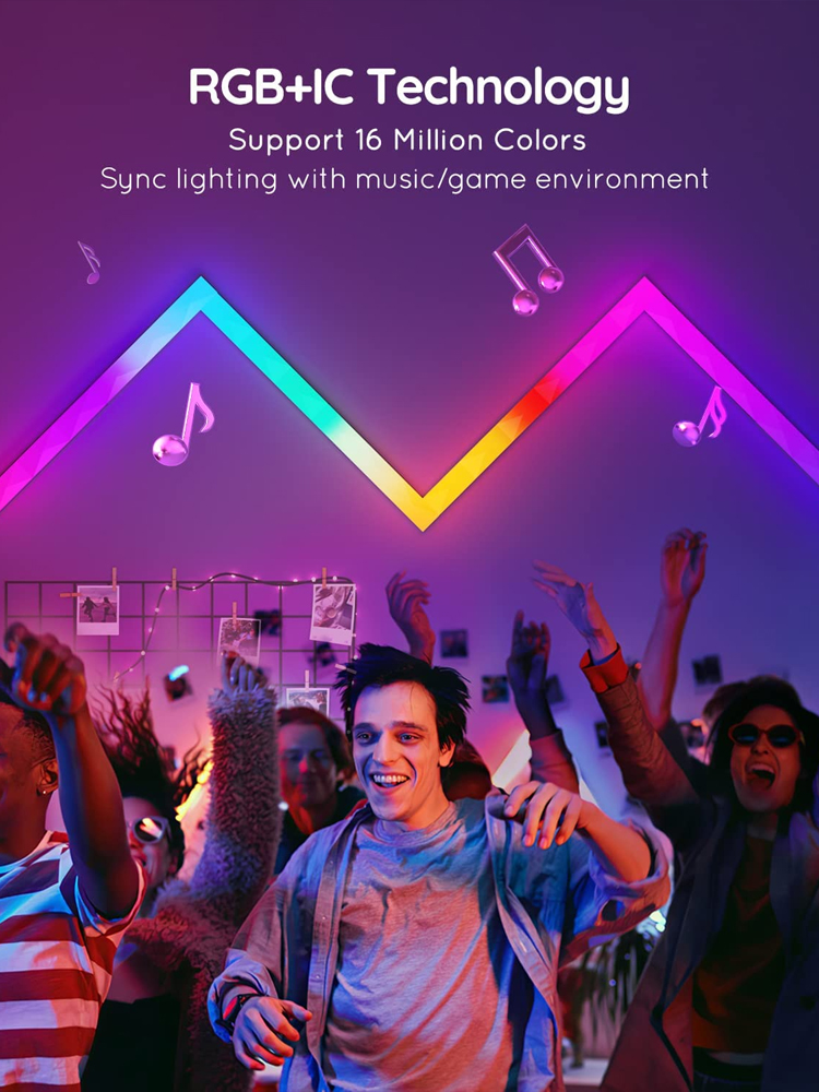 RGBIC LED Smart Wall Light Ambient Night Light WIFI APP Music Synchronization DIY Light Bar for TV Bedroom Game Room Decoration