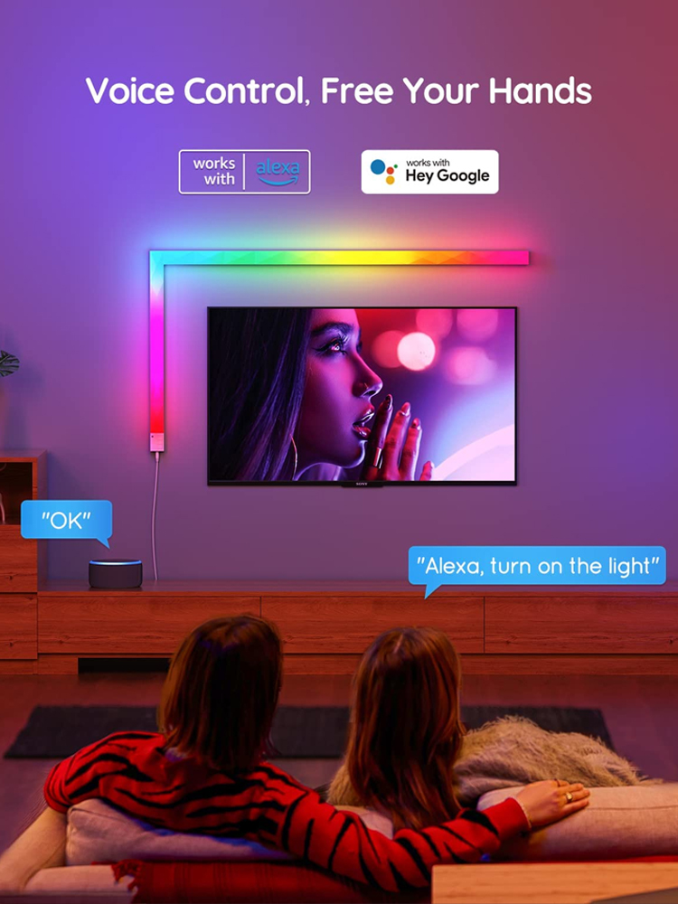 RGBIC LED Smart Wall Light Ambient Night Light WIFI APP Music Synchronization DIY Light Bar for TV Bedroom Game Room Decoration