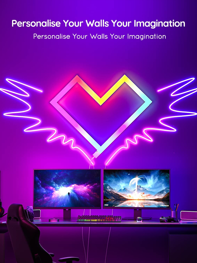 RGBIC LED Smart Wall Light Ambient Night Light WIFI APP Music Synchronization DIY Light Bar for TV Bedroom Game Room Decoration