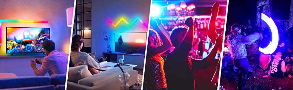 RGBIC LED Smart Wall Light Ambient Night Light WIFI APP Music Synchronization DIY Light Bar for TV Bedroom Game Room Decoration