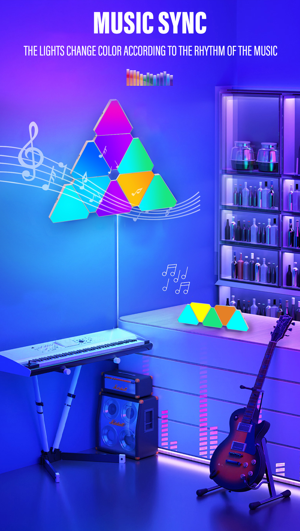 WIFI Smart LED Triangle Atmosphere Light RGB Wall Light Bluetooth APP Voice Control Music Sync Game Room TV Bedroom Decoration