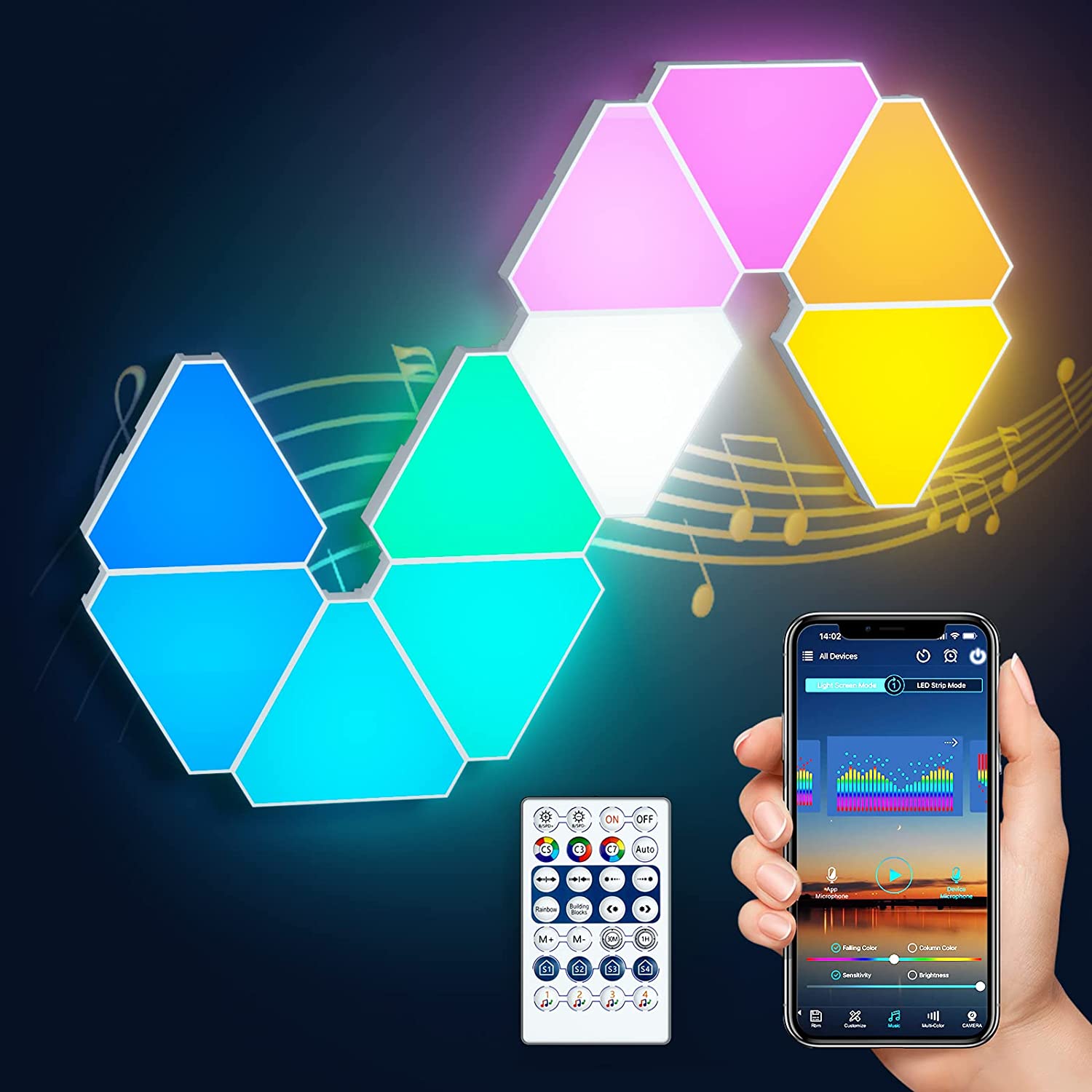WIFI Smart LED Triangle Atmosphere Light RGB Wall Light Bluetooth APP Voice Control Music Sync Game Room TV Bedroom Decoration