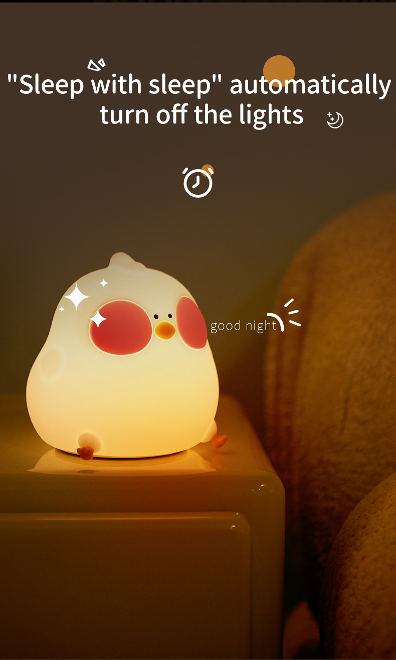 New Cartoon Chick Night Light Cute Baby Children's Nightlights Bedroom Kids Touch Sensor LED Silicone Lamp Gift USB Rechargeable