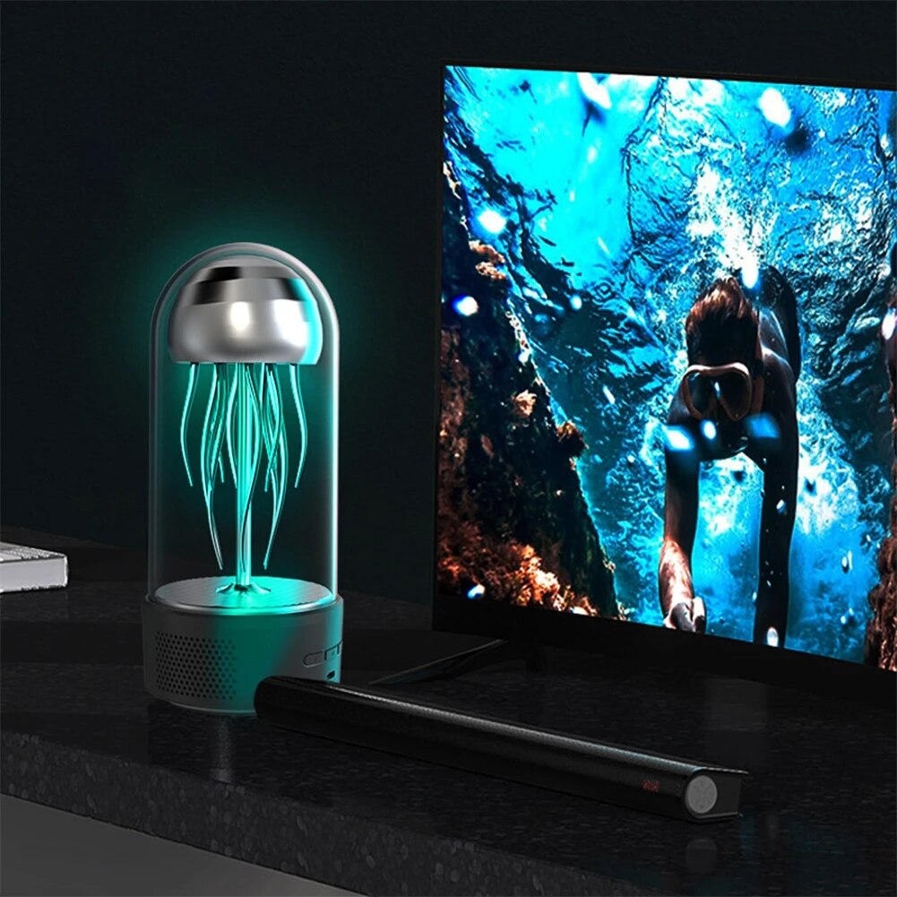 Jellyfish Bluetooth Speaker Night Light Clock LCD Display Multifunction Rgb Light Stereo USB FM Radio TF Card Aux Music Playback