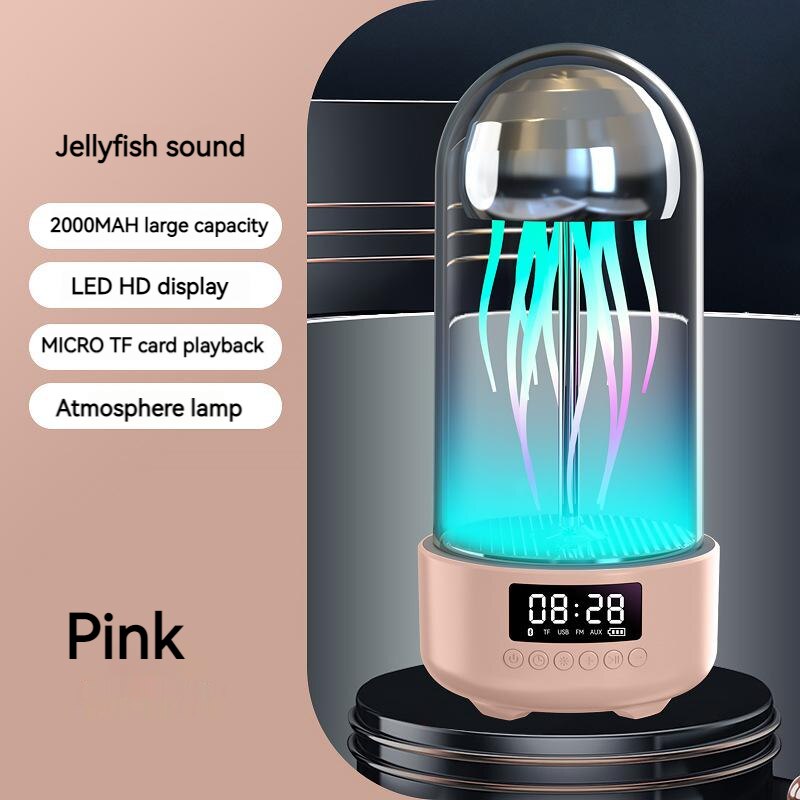 Jellyfish Bluetooth Speaker Night Light Clock LCD Display Multifunction Rgb Light Stereo USB FM Radio TF Card Aux Music Playback
