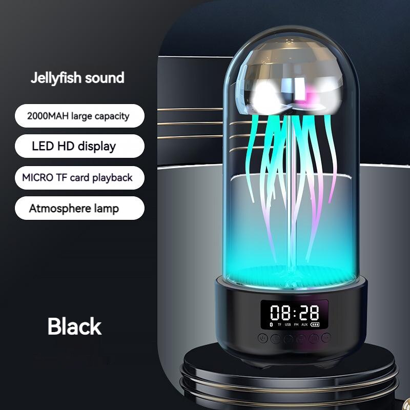 Jellyfish Bluetooth Speaker Night Light Clock LCD Display Multifunction Rgb Light Stereo USB FM Radio TF Card Aux Music Playback