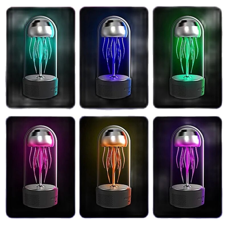 Jellyfish Bluetooth Speaker Night Light Clock LCD Display Multifunction Rgb Light Stereo USB FM Radio TF Card Aux Music Playback