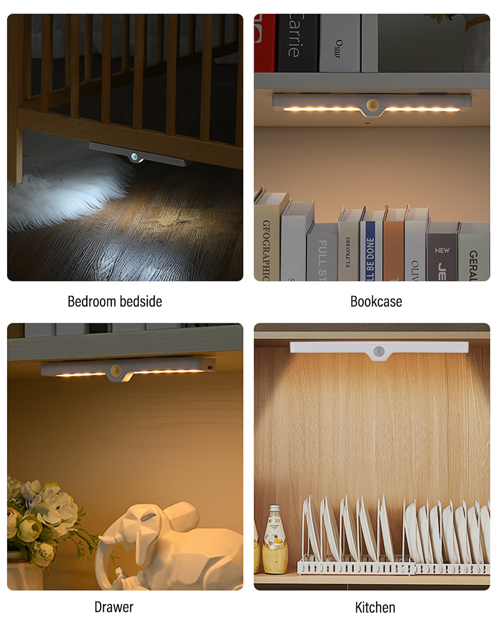 Led Human Body Induction Night Lights USB Charging Magnetic Night Light Dimmable for Bedroom Cabinet Wardrobe Drawer Lighting