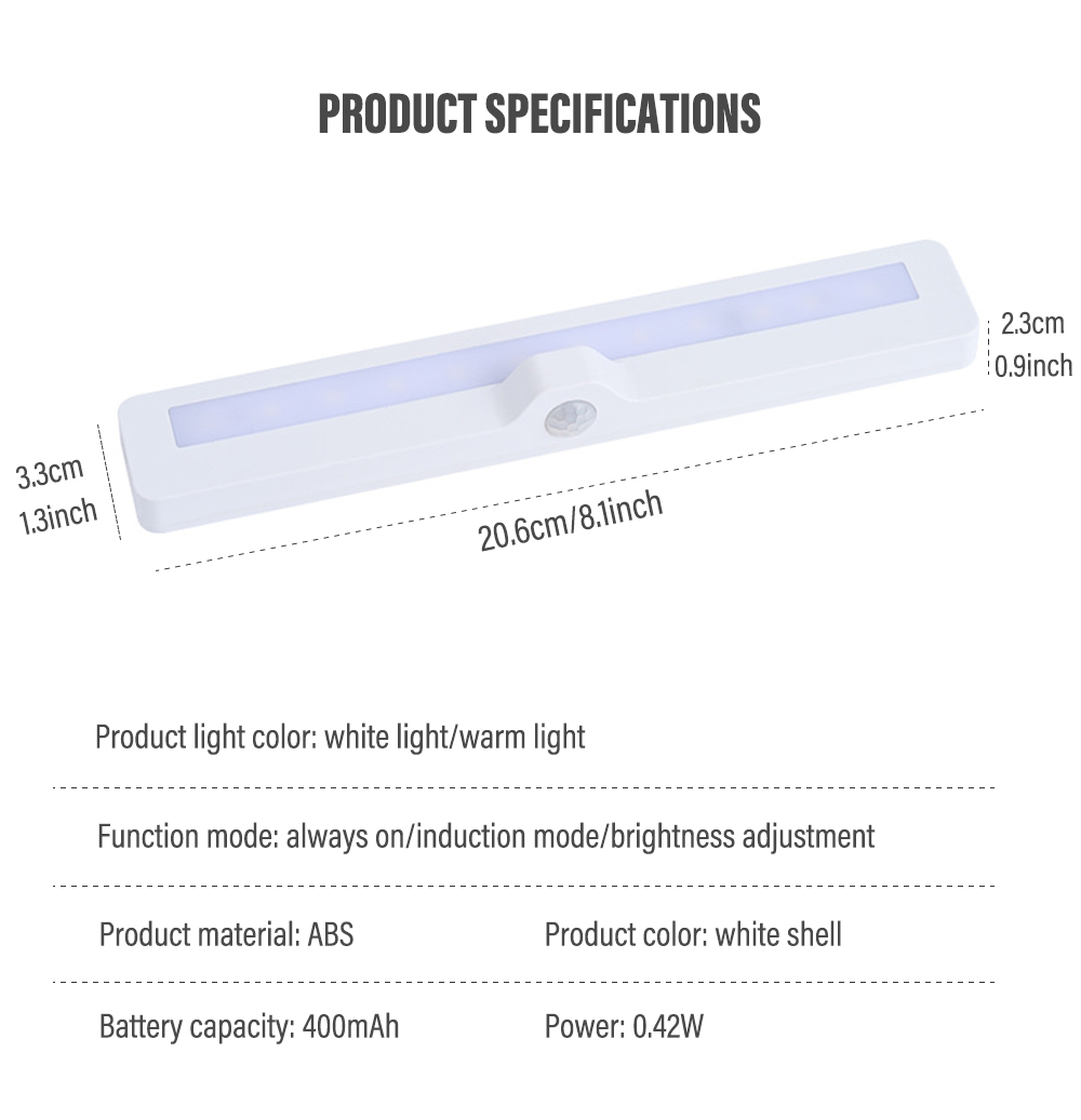Led Human Body Induction Night Lights USB Charging Magnetic Night Light Dimmable for Bedroom Cabinet Wardrobe Drawer Lighting
