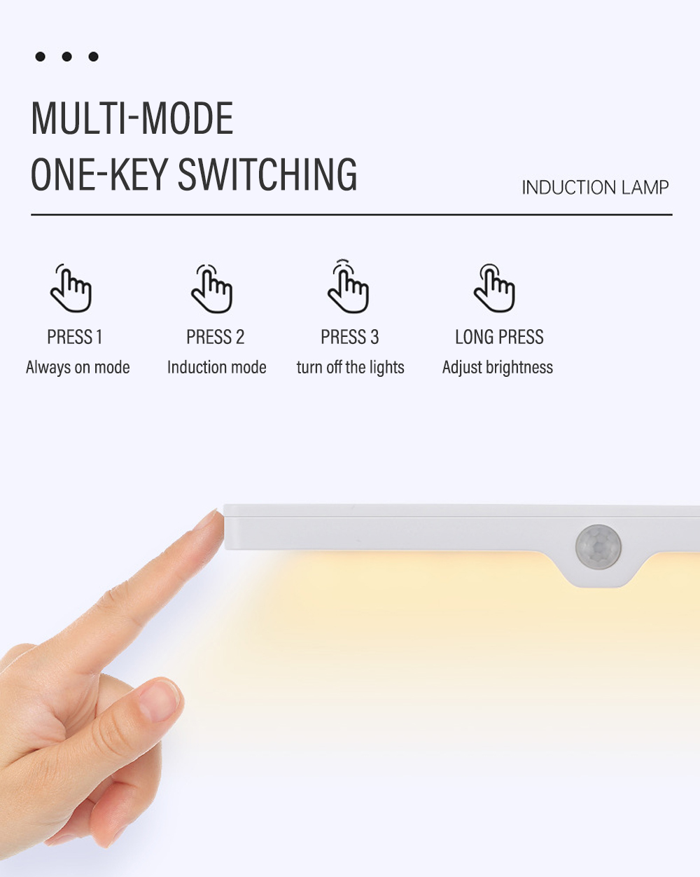 Led Human Body Induction Night Lights USB Charging Magnetic Night Light Dimmable for Bedroom Cabinet Wardrobe Drawer Lighting